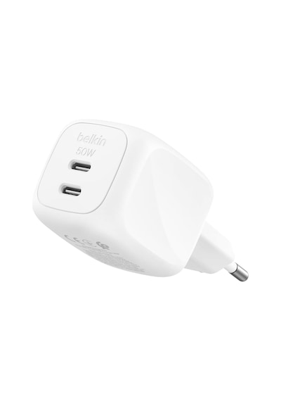 Belkin Boostcharge Pro 2 Bağlantı Noktalı Usb-c Gan Şarj Cihazı 67 W, 2x Usb-c, Beyaz