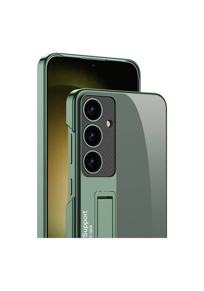 Samsung Uyumlu Galaxy S24 Kılıf Kamera Korumalı Şeffaf Tasarımlı Ata Pro Tech  Standlı Kılıf Gümüş