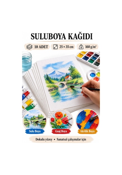 160 Gr 25x35 Cm Dokulu Suluboya Kağıdı 10 Adet Monalisa