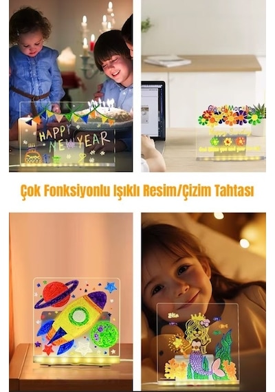 12 Inc Led Işıklı Çizim Tahtası Ayarlanabilir Stant Ve Kalemleri Çizim Tahtası 30x20 5131 4160980