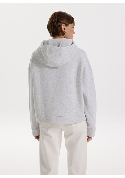 Fabrika Gri Kadın Kapüşon Oversize Baskılı Sweatshirt F5wl-swt0231 Açık Gri Melanj