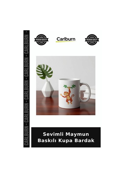 Sevimli Maymun Baskılı Kupa Bardak Özel Sunum Kahve Kupası Arkadaşa Hediye Çok Renkli