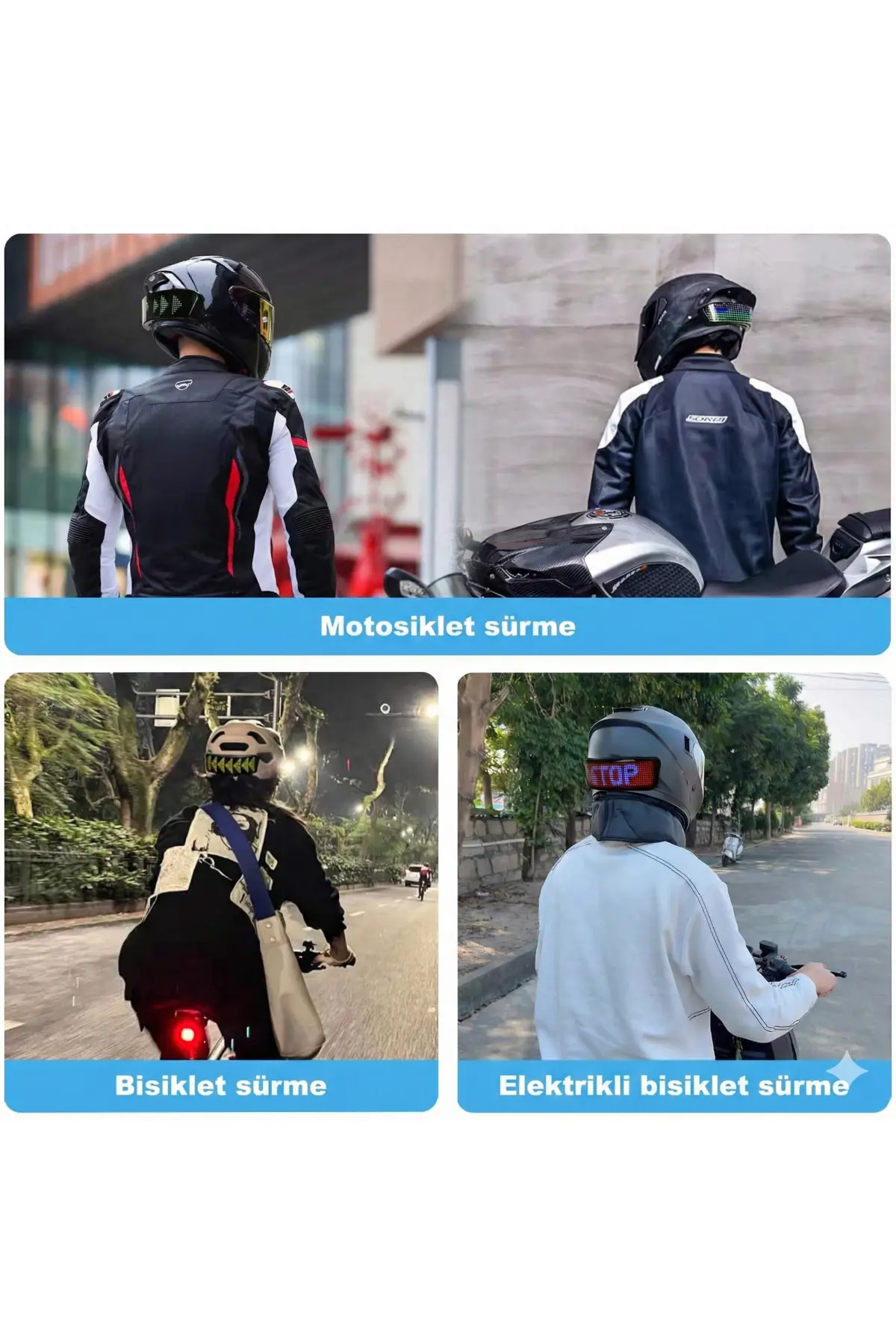 Akıllı Bluetooth Motorsiklet Kask Led Paneli - Uygulama Kontrollü Sinyal Ve Stop Lambası Diğer