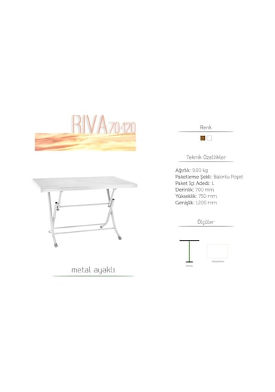 Buyukarısoy Gardelia 1.Sınıf Katlanır Beyaz Ve Teak 70X120 Plastik Masa Bahçe