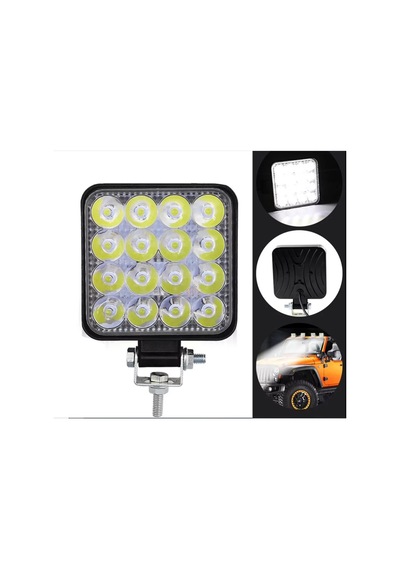 Sis Farı Kare Beyaz 16 Ledli 12/80v - 48w Adet 10 X 10 Cm - Universal