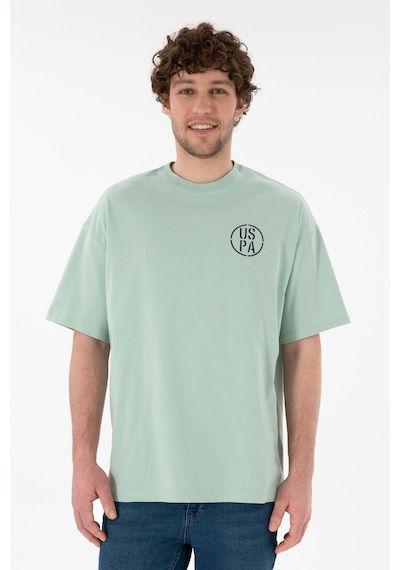 U.S. Polo Assn. Erkek Oversize Fit Bisiklet Yaka Su Yeşili Tişört 50305904-VR048