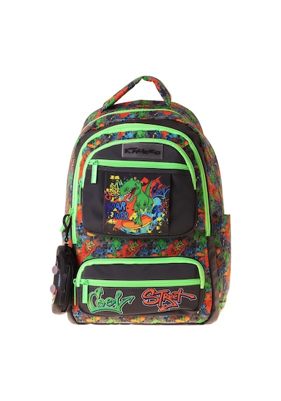Kaukko Kids Erkek Çocuk Street Dinazor Baskılı Street Altı Bölmeli İlkokul Sırt Çantası - L5414 Çok Renkli