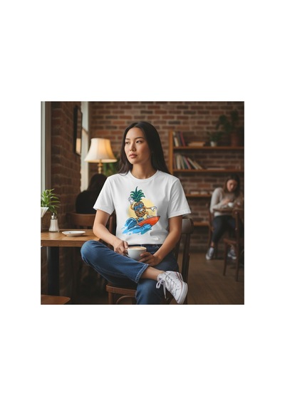 Urbantrendstore Unisex Tatil Sörf Oversize Fit Rahat Geniş Salaş T-shirt Günlük Tişört Beyaz