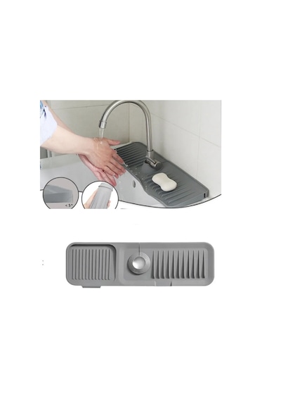 Elastik Mutfak Banyo Musluk Matı Düzenleyici Kaydırmaz Taban Organizer Labo Kenar Matı Çok Renkli