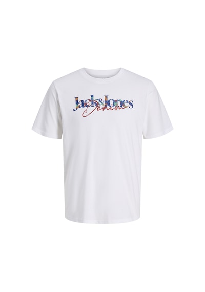 Jack & Jones Erkek Gögüs Baskili Bisiklet Yaka Tisört - Tom - 12298418 Beyaz