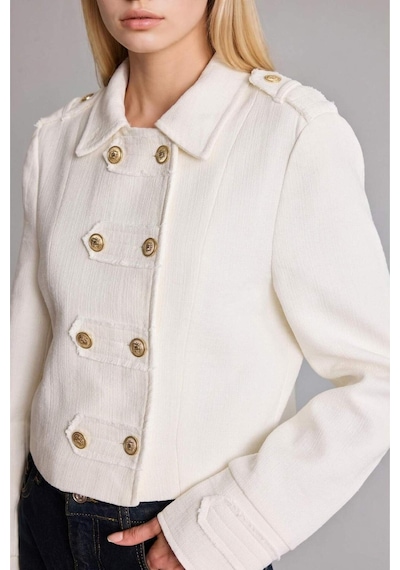 Defacto Afra X Defacto Dik Yaka Tweed Blazer Ceket I2534ax26auer225 Ekru-er225