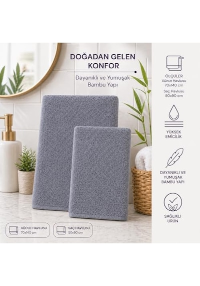 Bambu Takım, Saç Ve Vücut Havlusu 4 Renk