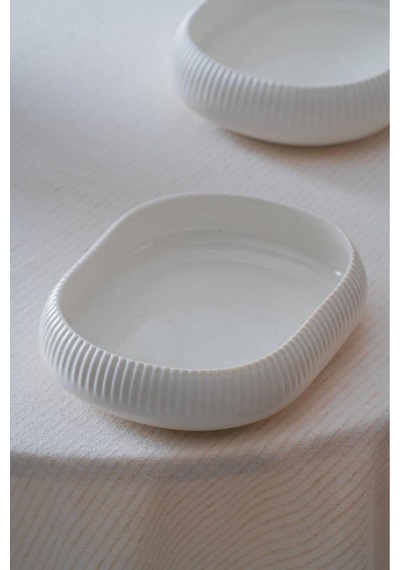 Acar Bianco Perla Porselen Oval Tabak - 17 Cm Beyaz