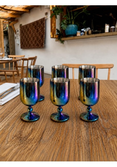 Kristal Su Bardağı,kokteyl Kadeh Seti, 135 Ml- Su Kadehi 6'li Set-gökkuşağı Diğer