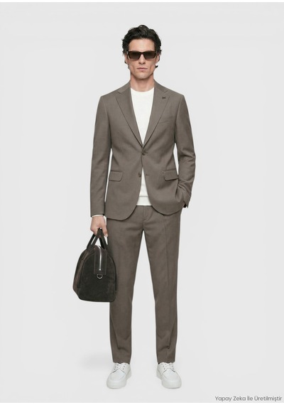 Ramsey Vizon Düz Zeroweight Slim Fit Yün Karışımlı Takım Elbise