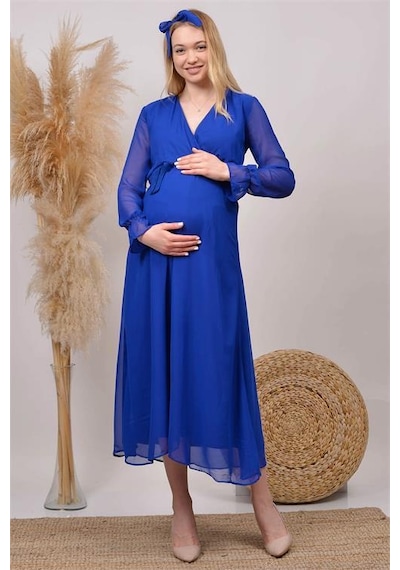 Dip Moda Kadın Beyaz Baby Shower Şifon Hamile Elbise Dphml003 Saks
