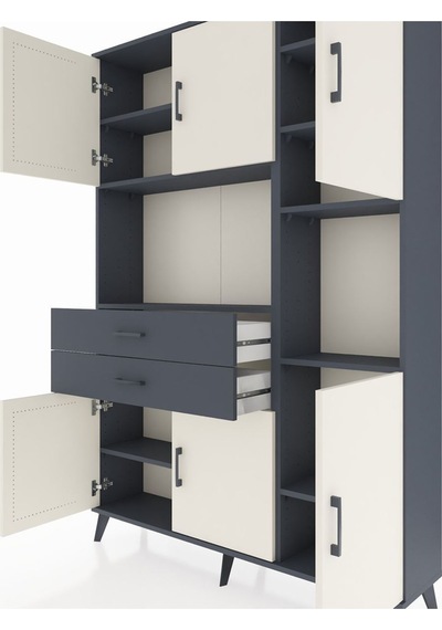 Arges Dolap 9 Raflı 2 Çekmeceli 6 Kapaklı 132x30x195 Antrasit-aytaşı/antrasit Aytası/antrasıt Arges Dolap 9 Raflı 2 Çekmeceli 6 Kapaklı 132x30x195 Antrasit-aytaşı/antrasit Aytası/antrasıt