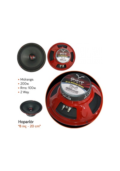 Brave Audio Hoparlör 20 Cm - 8 İnç Midrange 200w 100w Rms Br-8