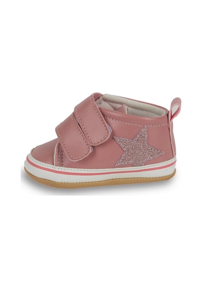 Pembe Simli Yıldızlı Kız Bebek Cırt Cırtlı Patik Yürüme Öcesi-g-2356 Pembe