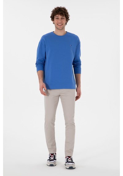U.S. Polo Assn. Erkek Comfort Fit Bisiklet Yaka İndigo İnce Sweatshirt 50309858-VR028