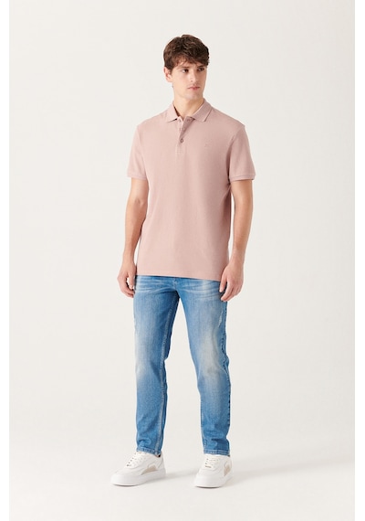 Avva E001004 Serin Tutan Standart Fit Normal Kesim Erkek Polo Yaka T-Shirt - Pudra