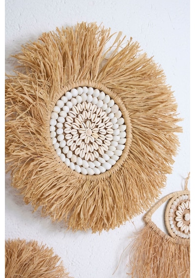 3'lü Set Rafya Deniz Kabuklu Model & Tüm Çap 30-50 Cm & Yarım Göz
