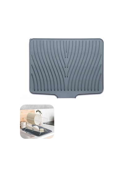 Silikon Bulaşıklık Mat & Bulaşık Kurutma Rafı Mat - 40 X 30 Cm Kaymaz, Bpa İçermez, Drenaj Dudaklı Silikon Bula Diğer