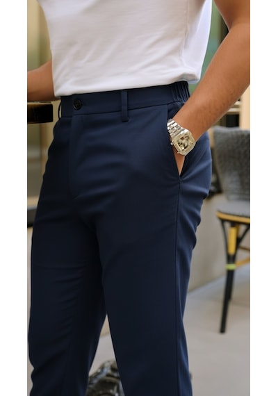 Modi Erkek Cepli Slimfit Atlas Pantolon Açık Lacivert