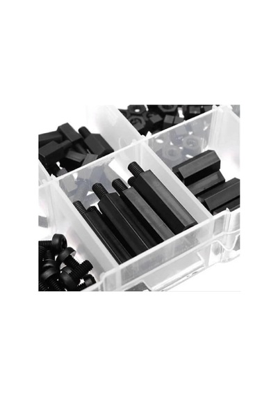 Lexroo Htf 180 Adet M3 Plastik Distans Vida Somun Seti Siyah Aralıyıcı Stand Off 8 Çeşit Şeffaf 10mm