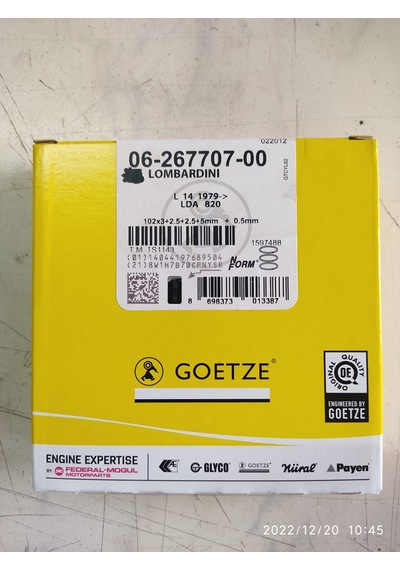 Antor/Lombardini 4ld820 17hp Segman Takımı Komple 0,50 Nüral Goetze