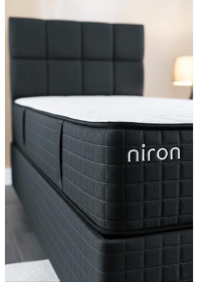 Nova Yatak 140x190 Çift Kişilik - 25 Cm Paket Yaylı Ortopedik, Orta Sert, Antrasit, Pamuklu Kumaş