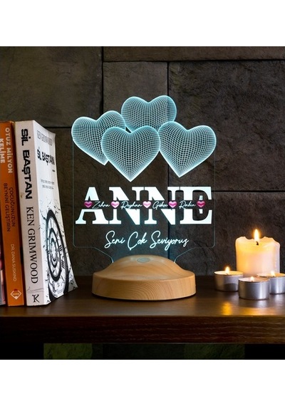 Anneler Günü Hediyesi, Anneye Hediye Renkli Isimli Led Lamba