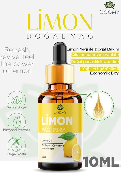 Goomy Limon Uçucu Yağı 10 Ml %100 Saf Ve Doğal Lemon Essential Oil