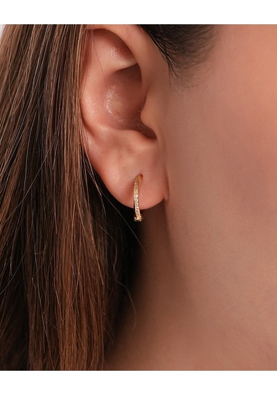 Debora Jewelry 14 Ayar Altın Zirkon Taşlı Halka Detay Küpe