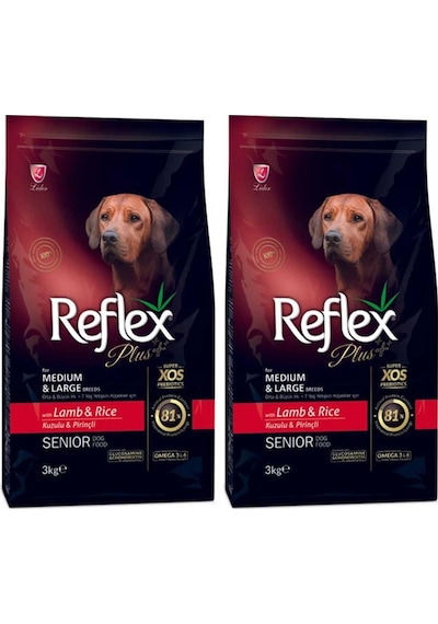Reflex Plus Kuzu-Pirinç +7 Yaşlı Köpek Maması 2 x 3 KG