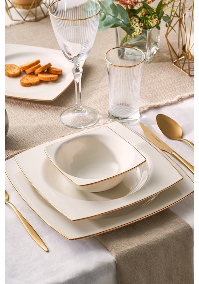 Emsan Karmen 60 Parça 12 Kişilik Yemek Takımı Kare Gold