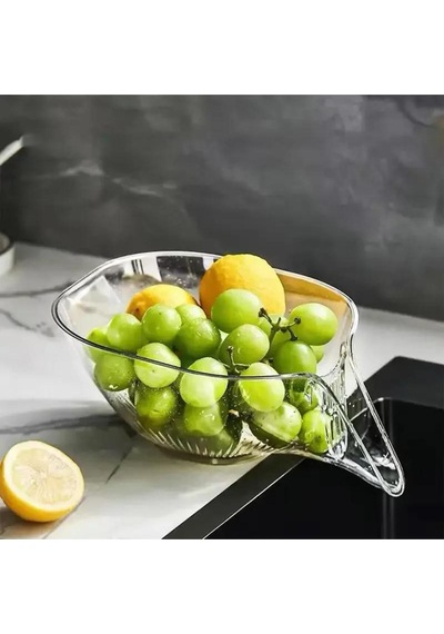 2 Adet Pratik Mutfak Süzgeci Meyve Sebze Yıkama Süzme Süzgeci Şeffaf