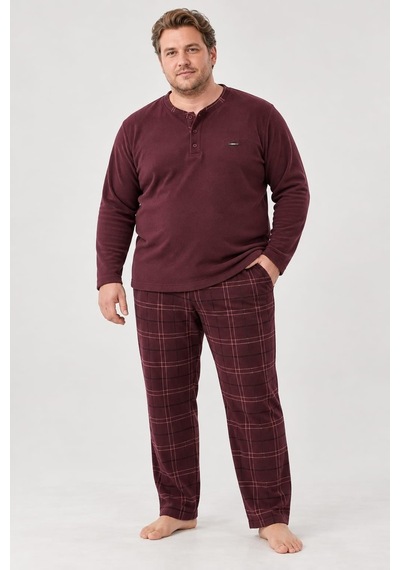 Pemilo Erkek Büyük Beden 6415-4 Microsoft Pijama Takımı Bordo