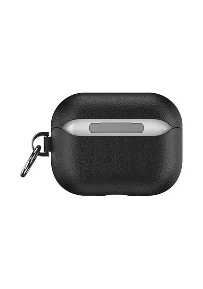 Apple Uyumlu AirPods Pro 3 Wiwu Hc-201 Parmak İzi Bırakmayan Deri Kılıf Siyah Siyah