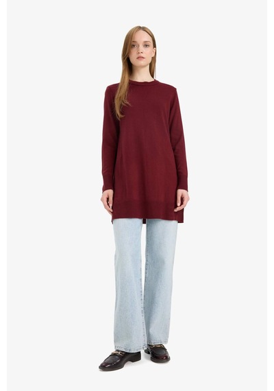 Defacto Regular Fit Bisiklet Yaka Tunik H3431az25wnbr115 Bordo