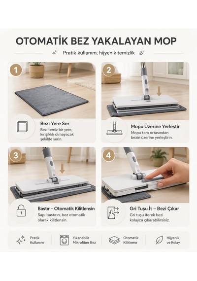 Akıllı Mop Krafz One Click Otomatik Bez Yakalayan Temizlik Seti - Kıskaçlı Duvar Ve Yer Yüzey Mopu, Tüm Bezlerle Ve Islak Mendille Uyumlu El Değmeden Bez Değiştiren 2 Adet Mikrofiber Bez Hediyeli Çok Renkli Akıllı Mop Krafz One Click Otomatik Bez Yakalayan Temizlik Seti - Kıskaçlı Duvar Ve Yer Yüzey Mopu, Tüm Bezlerle Ve Islak Mendille Uyumlu El Değmeden Bez Değiştiren 2 Adet Mikrofiber Bez Hediyeli Çok Renkli