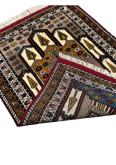 El Dokuma Sıfır Yahyalı Halısı Vizon Seccade 80x115 Yün Namazlık
