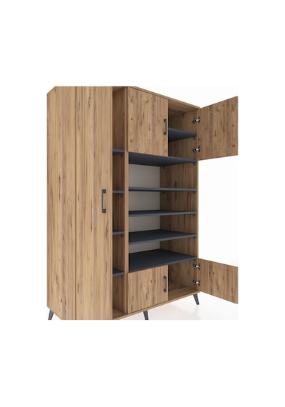 Kronos Dolap 10 Raflı 5 Kapaklı 132x59x195 Çam-çam/antrasit Çam