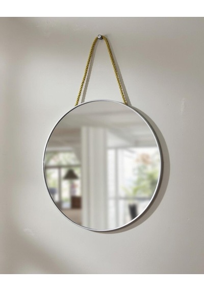 Dekoratif Gold Metal Kenarlı Yuvarlak Ve Oval Kenarlı Ayna Gümüş - Platin