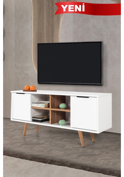 3318 Sina 130 Cm Ahşap Ayaklı , Metal Kulplu Tv Ünitesi , Beyaz - Söğüt , Tv Sehpası , Salon Diğer 3318 Sina 130 Cm Ahşap Ayaklı , Metal Kulplu Tv Ünitesi , Beyaz - Söğüt , Tv Sehpası , Salon Diğer
