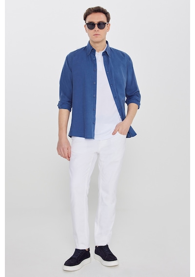 AC&Co / Altınyıldız Classics Erkek Beyaz Pamuk Standart Fit Normal Kesim Polo Yaka Tişört S
