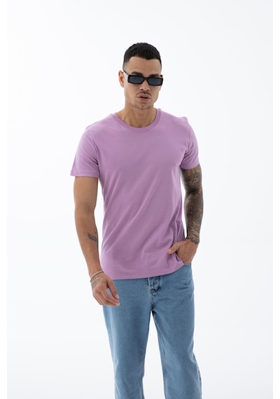 Erkek Pamuklu Kumaş Regular Fit Kesim Bisiklet Yaka T-shirt