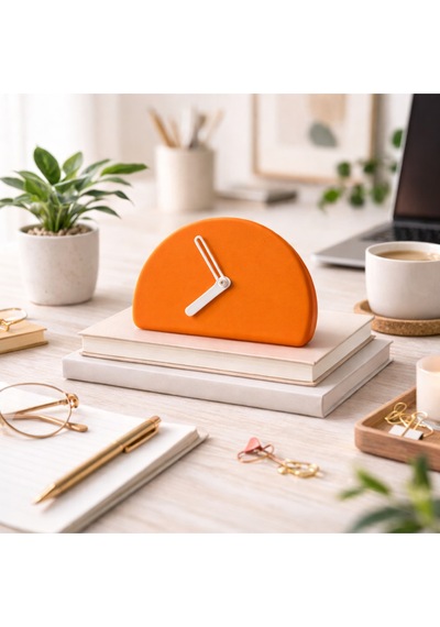 Modern Minimalist Yarım Daire Masa Saati - 5 Renk Seçeneği Turuncu