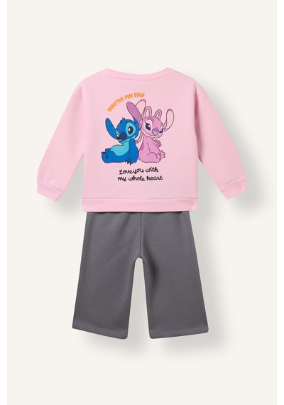 Defacto Dısney Lılo & Stıtch Kalın Sweatshirt Kumaşı 2li Takım Kız Bebek I7462a526aupn105 Pembe-pn105