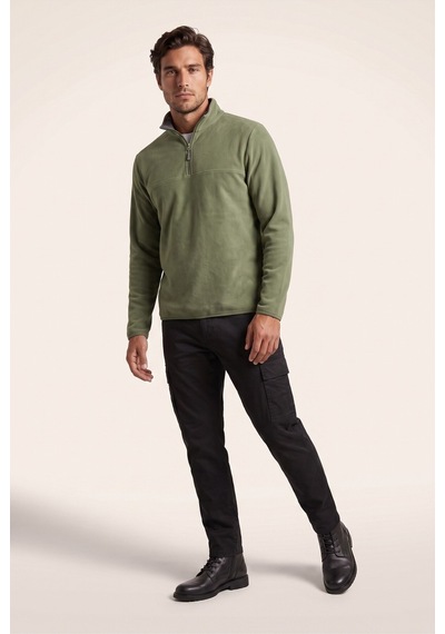 Jsco Erkek Yeşil 6240 Basic Dik Yaka Polar Sweatshirt